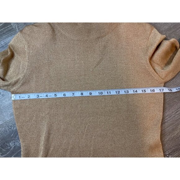 Jeanne Pierre Metallic Gold Mock Neck Long Sleeve Sweater Sz SP - Picture 6 of 9